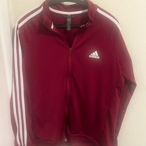 Adidas Burgundy Jacket with White Trim